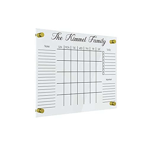 Personalized Dry Erase Calendar for Wall, Acrylic Calendar - Glass Alternative - Shatterproof, Large Whiteboard Calendar, Monthly Family Calendar for 2022 Custom Sizes & Colors (36x48, Clear Acrylic)