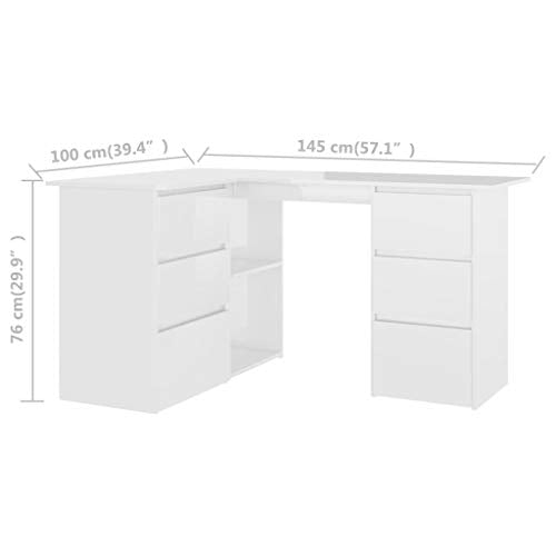 Computer Desk, Corner Desk, Simple Style Desk,Workstation Office Desk Writing,Computer Desk with Storage Locker, Space-Saving, 57.1"x39.4"x29.9" Chipboard