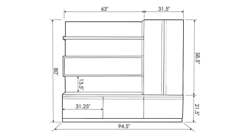 ZURI Carter Executive Modern Walnut Shelving Unit with File Drawers
