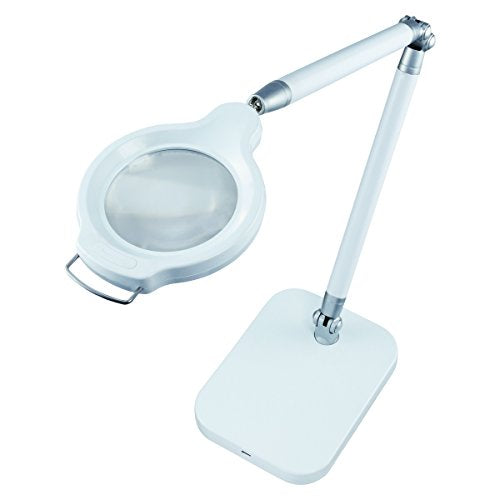 BLACK+DECKER PureOptics Summit Zoom Magnifier LED Desk Lamp, 5-Diopter Lens, 6 Dimming Levels, White