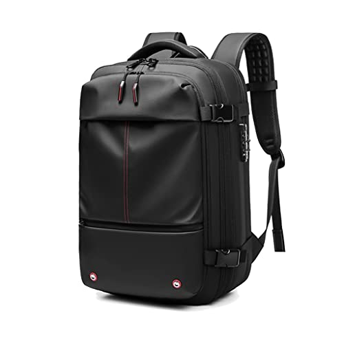 WJPTL Travel Men Expandable Backpack，Male Work Travel Waterproof Daypack，17 Inch Anti Theft Business Vacuum Compression Laptop Rucksack Women (Color : Black, Size : 17inchs)