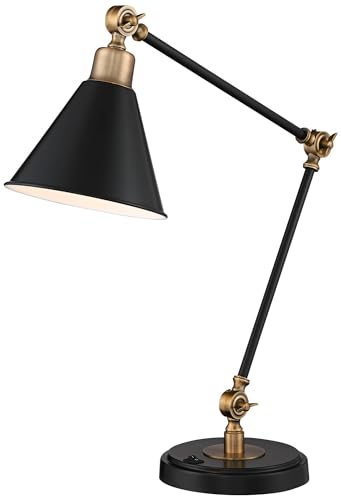 360 Lighting Black and Brass Adjustable USB Desk Lamps Set of 2