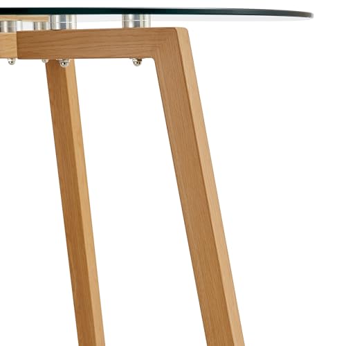 Pidock Round Dining Table and Chairs Set for 4 - 42" Tempered Glass Tabletop - Wood White