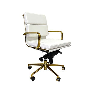 UsmAsk Executive Office Chair - White Swivel Mid Back Managerial Desk Chair