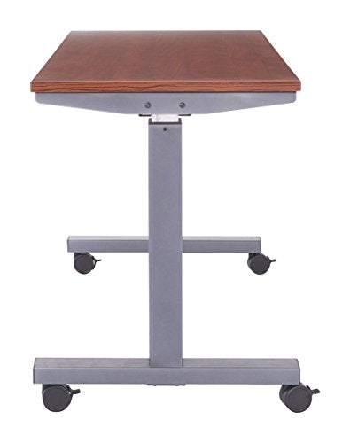 OSP Furniture PHAT2460C7 Pneumatic Height Adjustable Table, Cherry Top with Titanium Base