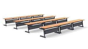 Team Tables 24 Person Folding Training Meeting Tables with Industrial Caster Z-Base, Modesty Panel, Shelf, Power+USB Outlet