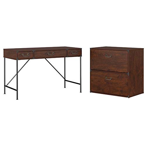 Kathy Ireland Office Ironworks 48W Writing Desk and Cabinet in Cherry