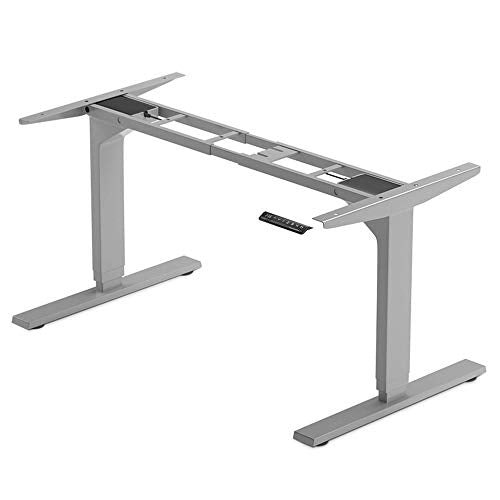 Standing Desk Frame Dual Motor. Adjustable Height and Width, 3 Stages Electric Legs for sit Stand desks. Suites Tops from 48" to 73" FLT-02 Grey