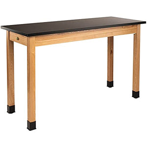 National Public Seating NPS 24x72 Modern Solid Wood Science Lab Table with Chem-Res Top in Black