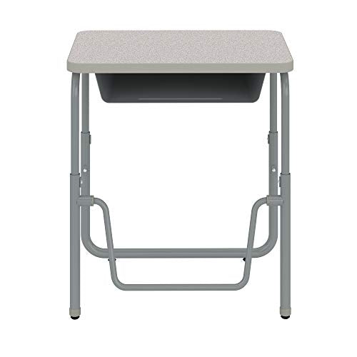 Safco AlphaBetter 2.0 Student Desk with Swinging Footrest Bar, Sit to Stand, 22"-30", Pebble Gray