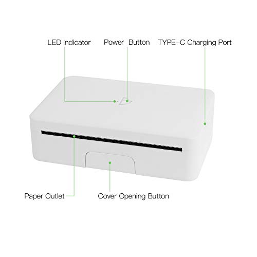 Portable BT Wireless Thermal Printer 300dpi - Smartphone Laptop Support