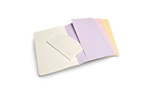 Moleskine Cahier Journal, Soft Cover, Large (5" x 8.25") Ruled/Lined, Persian Lilac/Frangipane Yellow/Peach Blossom Pink (Set of 3)