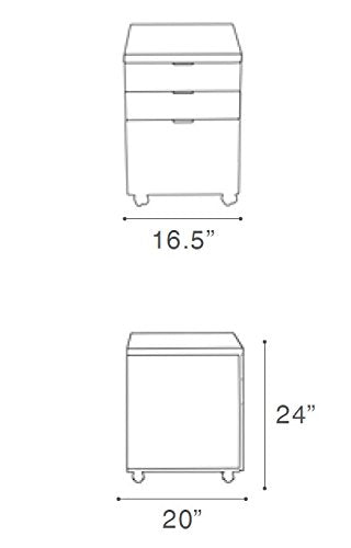 Eurø Style Gilbert High Gloss Lacquered Mobile Filing Cabinet, White