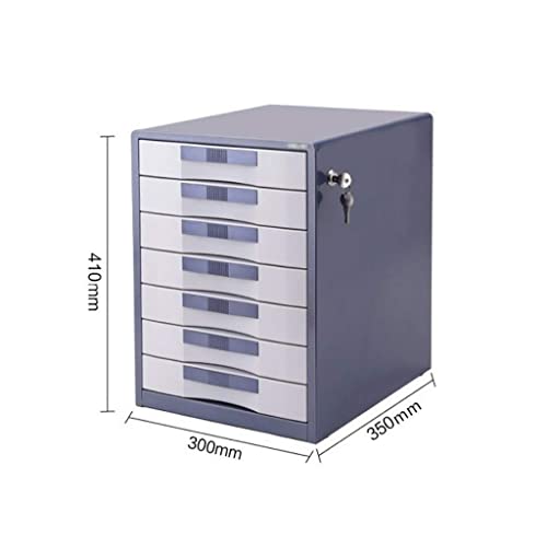 BIZOLE Desktop Storage Box with Drawers - 7-Layer Lockable Aluminum Alloy Flat File Cabinet