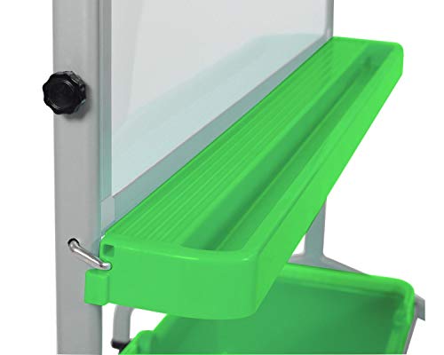 Luxor Furniture Mobile School Classroom Double Sided Magnetic Whiteboard Chart Stand with 2 Storage Bins - Green, White,Green