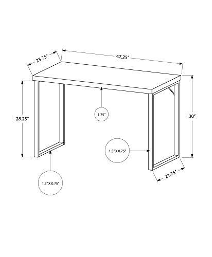 Monarch Specialties Computer Desk - Modern Contemporary Style - Home & Office Laptop Table Metal Legs - 48" L (White - Silver Metal)