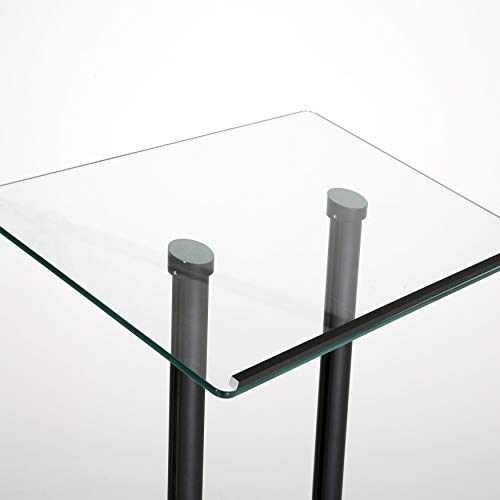 M&T Displays Tempered Clear Glass Conference Podium Stand - Black Aluminum - 43.9" Height - Floor Standing Lectern