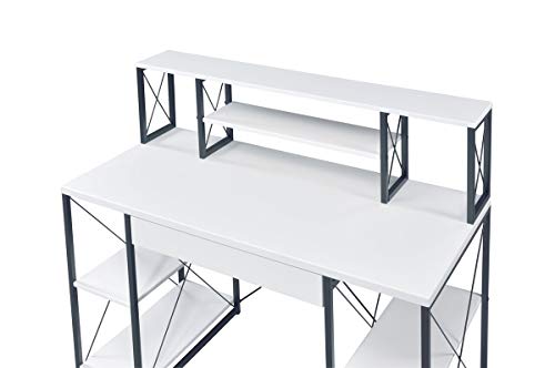 Desktop Computer Desk with Storage Shelves - 47'' Modern Office Computer Desk, Studying Writing Table Workstation for Home Office (White)