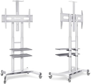 ONKRON Mobile TV Stand for 50" - 86" TVs up to 200 lbs - Adjustable Portable - White