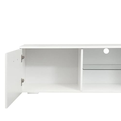 Generic Modern TV Cabinet with LED Light for Up to 80-inch White Contemporary Wood Distressed - Includes Hardware