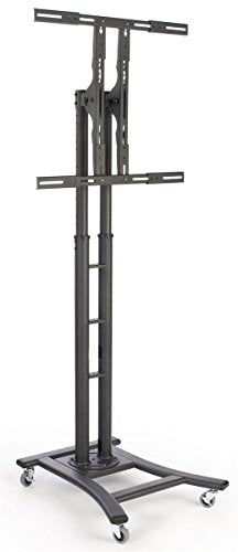 Mobile TV Stand with Wheels for LCD, Plasma or LED Monitors Between 32 and 65 inches, Height-Adjustable - Black