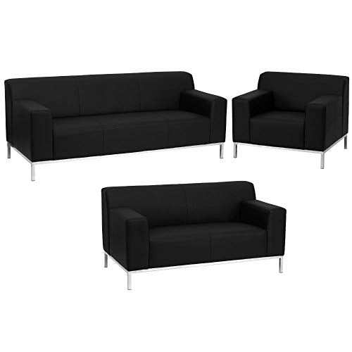 Flash Furniture HERCULES Definity Series Reception Set in Black LeatherSoft