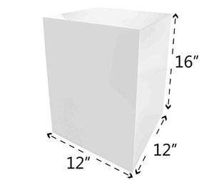 Marketing Holders 5 Sided Cube Pedestal 16”W x 18”H x 16”D Throne White Platform Art Collectible Display Stand Riser or Cover Models Memorabilia Dust Cover Glasses Trophies Business TradeShows Expos