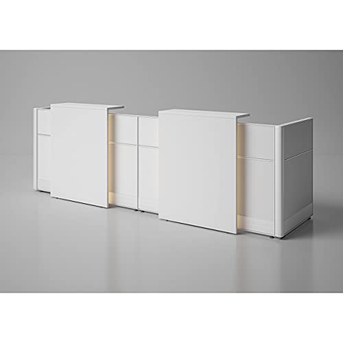 KANSOLE Flex 130" Straight Reception Desk with Lighting Panels, Composition 1