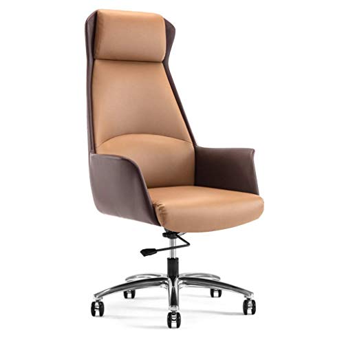 Generic Boss Chair Leather Home Office Computer Chair - Cowhide Brown Short