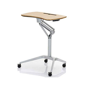 None Pneumatic Height Adjustable Sit-Stand Mobile Laptop Computer Desk Cart