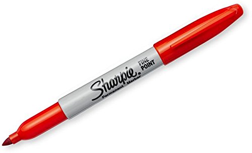 Sharpie 30002 Fine Point Permanent Marker, Marks On Paper and Plastic, Resist Fading and Water, AP Certified, Red Color, Case of 24 Dozens