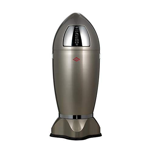 Wesco Spaceboy - German Made - X-Large Push Door Trash Can, Powder Coated Steel, 9.2 Gallons / 35 L, Silver