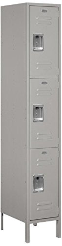 Salsbury Industries 53168GY-U Triple Tier 15-Inch Wide 6-Feet High 18-Inch Deep Unassembled Extra Wide Standard Metal Locker, Gray