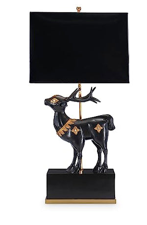 Maitland-Smith Faithful Fawn Sculpture Table Lamp - Black Stone Base with Gold Accent