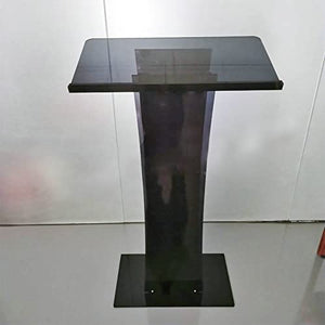 None Lectern Podium Stand, Vertical Black Church Transparent Reading Table