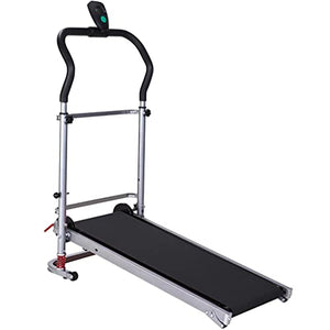 220 lbs Walking Running Treadmill with LCD Display, Compact Folding, Portability Wheels,Shock-Absorbing Folding Manual Treadmill for Home Gym Fitness Exercise(Black,USA in Stock)