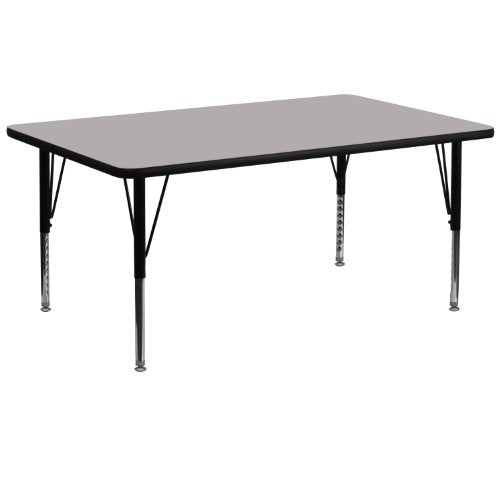 Flash Furniture 30''W x 72''L Rectangular Grey Thermal Laminate Activity Table - Height Adjustable Short Legs