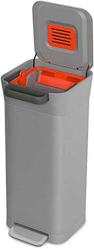 Joseph Joseph Titan Trash Compactor, Stainless Steel, Pebble, 30 L