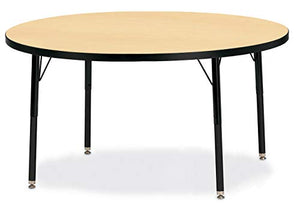 Berries 6433JCA011 Round Activity Table, A-Height, 48" Diameter, Maple/Black/Black