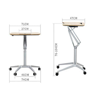 None Pneumatic Height Adjustable Sit-Stand Mobile Laptop Computer Desk Cart