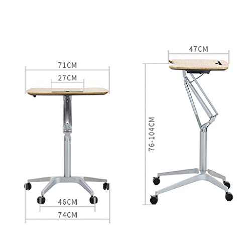 Pneumatic Height Adjustable Sit-Stand Mobile Laptop Computer Desk Cart