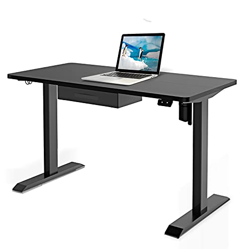 Electric Height Adjustable Standing Desk, 48 x 24 Inch Stand Up Desk Workstation with Desktop (03, Black)
