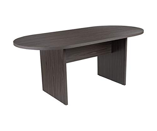 Flash Furniture 6 Foot Oval Conference Table in Rustic Gray