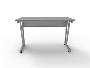 Linea Italia Rectangular Large Easy to Assemble Metal Desk with Wood Top | Computer Table for Home or Office, 48" x 24", Ash