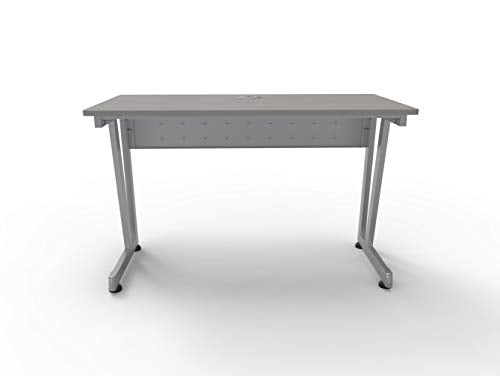 Linea Italia Rectangular Large Easy to Assemble Metal Desk with Wood Top | Computer Table for Home or Office, 48" x 24", Ash
