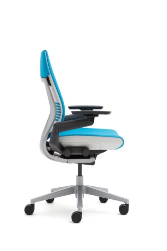 Steelcase Gesture Office Chair - Navy Leather, High Seat Height, Wrapped Back, Light Frame, Lumbar Support