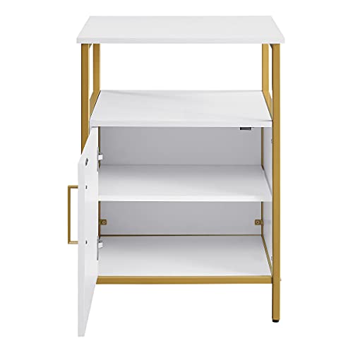 OSP HOME FURNISHINGS Designs Modern Life Contemporary Utility Table and Printer Stand with Storage Cabinet, White.