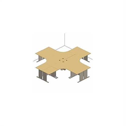 BBF Series A 4-Person Workstation in Natural Cherry