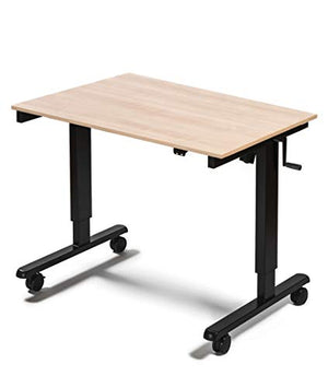 Stand Up Desk Store Crank Adjustable Height Rolling Standing Desk (Black Frame/Natural Walnut Top, 48" Wide)
