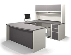 U-Shaped Desk with Assembled Pedestal and Hutch